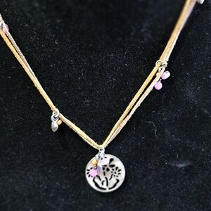 Elegant Silver Pendant Necklace with Pink Accents